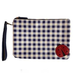 Blue/White Checkered LadyBug Wristlet